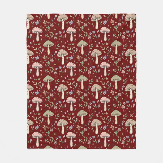 Plum Red Fungi Cozy Dark Academia Book Lover Gift Fleecedecke (Vorderseite)