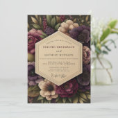 Plum Rich Botanical Wedding Einladung (Stehend Vorderseite)