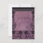 Plum-Rose Lila und Black Wedding RSVP Hinweis (Vorderseite)