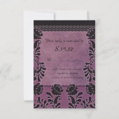 Plum-Rose Lila und Black Wedding RSVP Hinweis Karte (Rückseite)