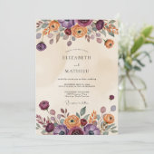 Plum Rustic Bohemian Wedding Einladung (Stehend Vorderseite)