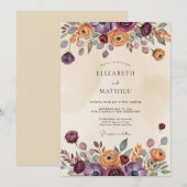 Plum Rustic Bohemian Wedding Einladung (Vorne/Hinten)