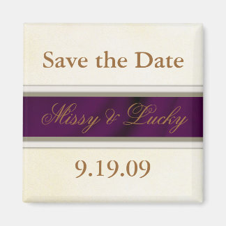 Plum Satin Speichern Sie das Date Magnet