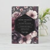 Plum Shadowy Bloom Wedding Einladung (Stehend Vorderseite)