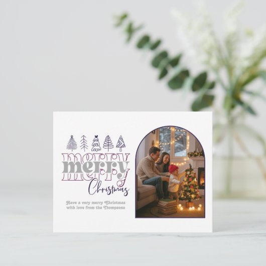 Plum & Silver Cosy Arch Foto Frohe Weihnachten (Stehend Vorderseite)