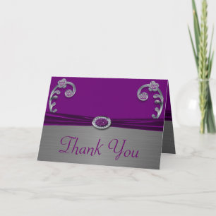 Plum & Silver Metallic Blüh Vielen Dank Dankeskarte
