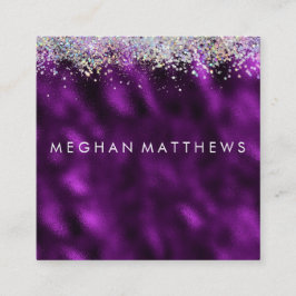 Plum Silver Sparkle Beauty Stylist Makeup Artist Quadratische Visitenkarte