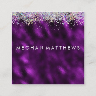 Plum Silver Sparkle Beauty Stylist Makeup Artist Quadratische Visitenkarte