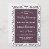 Plum Silver Virtual Wedding Livestream Wedding Einladung (Vorderseite)