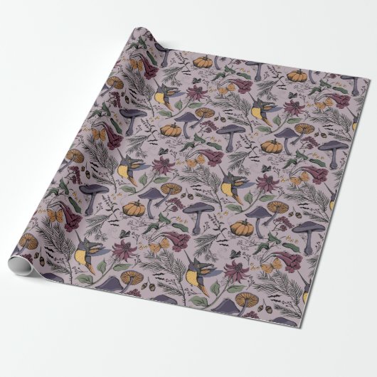 Plum Spooky Enchanted Hummingbird Garden Geschenkpapier (Ungerollt)