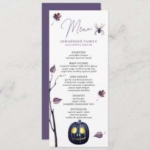 PLUM SPOOKY PUMPKIN SPIDER AUTUMN LEAF HALLOWEEN MENÜKARTE