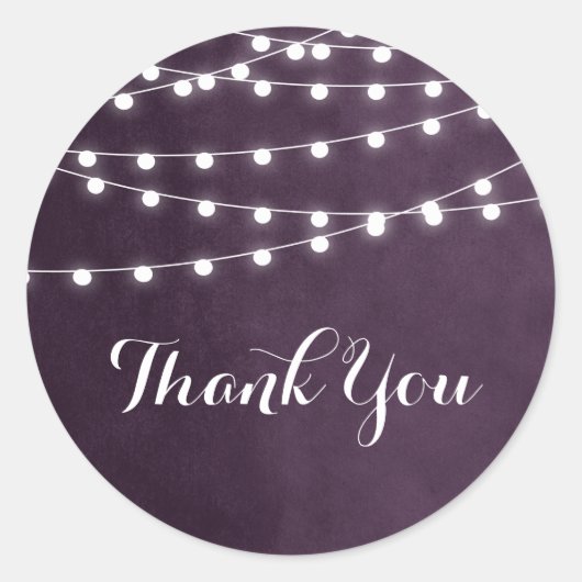 Plum String Lights Danke Sticker (Vorderseite)