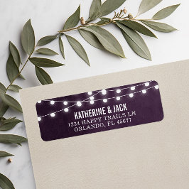 Plum String Lights Hochzeitadresse Labels
