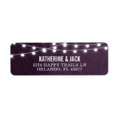 Plum String Lights Hochzeitadresse Labels (Vorne)