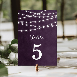 Plum String Lights Hochzeiten Tischnummern