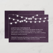 Plum String Lights Hochzeitkarte Begleitkarte (Vorne/Hinten)