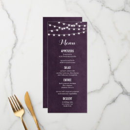 Plum String Lights Hochzeitkarte Menükarte