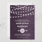 Plum String Lights Hochzeitseinladung Einladung (Vorderseite)