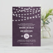 Plum String Lights Hochzeitseinladung Einladung (Stehend Vorderseite)