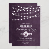 Plum String Lights Housewarming-Party Einladung (Vorne/Hinten)