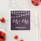 Plum String Lights Wedding Monogram Serviette (Beispiel)