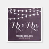 Plum String Lights Wedding Monogram Serviette (Vorderseite)
