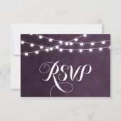 Plum String Lights Wedding RSVP Card (Vorderseite)