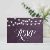 Plum String Lights Wedding RSVP Card Karte (Stehend Vorderseite)