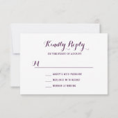 Plum String Lights Wedding RSVP Card Karte (Rückseite)