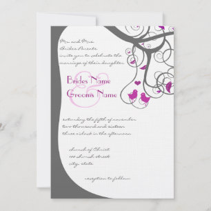 Plum Tree Swirl Plum Love Birds Einladung Hochzeit
