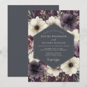 Plum Twilight Anemone Wedding Einladung (Vorne/Hinten)