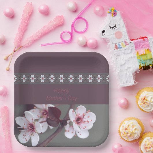 Plum und Aquamariner grüner Platz Pappteller (Party)