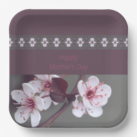 Plum und Aquamariner grüner Platz Pappteller (Vorderseite)