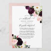 Plum und Blush Pink Online Virtual Wedding Einladung (Vorne/Hinten)