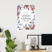 Plum und Burgund Blume Wasserfarbenprägung Poster (Heimbüro)