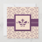 Plum und Champagner Damask Hochzeitseinladung Einladung (Rückseite)