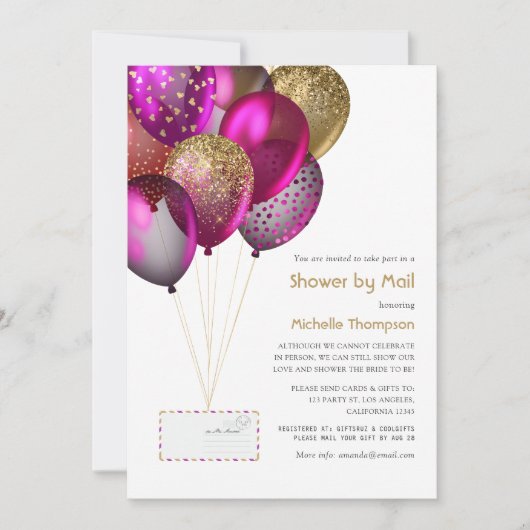 Plum und Gold Baby oder Brautparty per Post Einladung (Vorderseite)