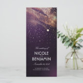 Plum und Gold Shooting Star Night Weddings Program Programm (Stehend Vorderseite)