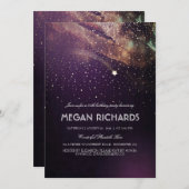 Plum und Gold Shooting Star Starparty Einladung (Vorne/Hinten)