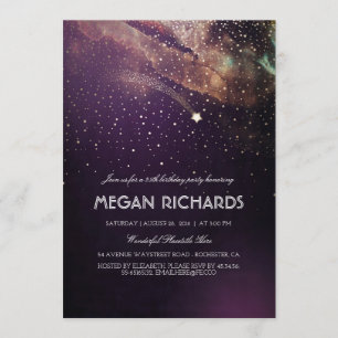 Plum und Gold Shooting Star Starparty Einladung