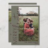 Plum und Green MERRY Weihnachtskarte Feiertagskarte (Vorne/Hinten)