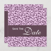 Plum und Lilac Swirl Monogram Weditation Save The Date (Vorne/Hinten)
