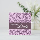 Plum und Lilac Swirl Monogram Weditation Save The Date (Stehend Vorderseite)