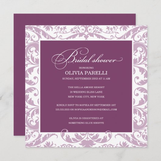 PLUM- UND LILAGERSCHEIBE| BRAUTPARTY INVIP EINLADUNG (Vorne/Hinten)