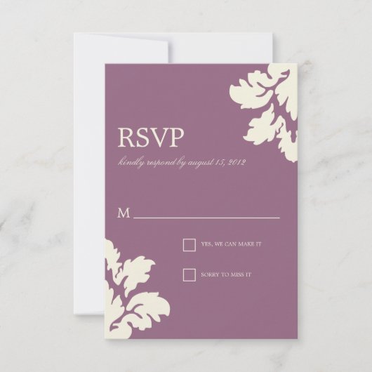 PLUM UND LIMONER DAMASK | HOCHZEIT RSVP KARTE (Vorderseite)