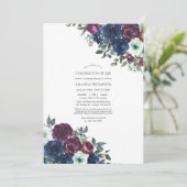 Plum und Navy Foto Einladung (Stehend Vorderseite)