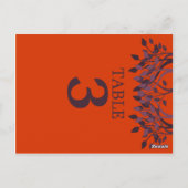 Plum und Orange Blätter Tischnummer Cards 3 (Rückseite)