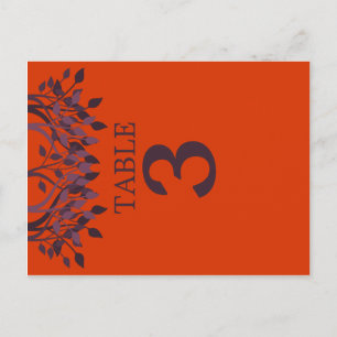 Plum und Orange Blätter Tischnummer Cards 3