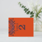 Plum und Orange Blätter Tischnummer Karten 2 (Stehend Vorderseite)
