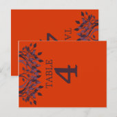 Plum und Orange Blätter Tischnummer Karten 4 (Vorne/Hinten)
